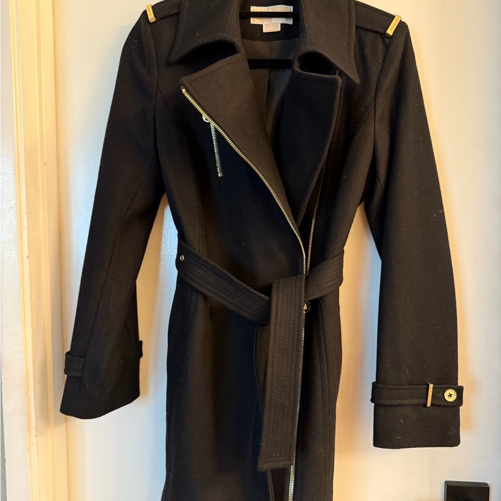 MICHAEL Michael Kors black wool blend coat
